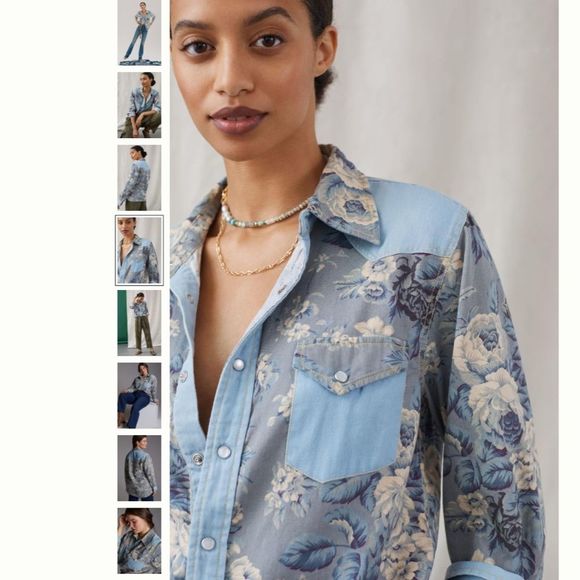 Anthropologie Floral Chambray Buttondown - Picture 5 of 5